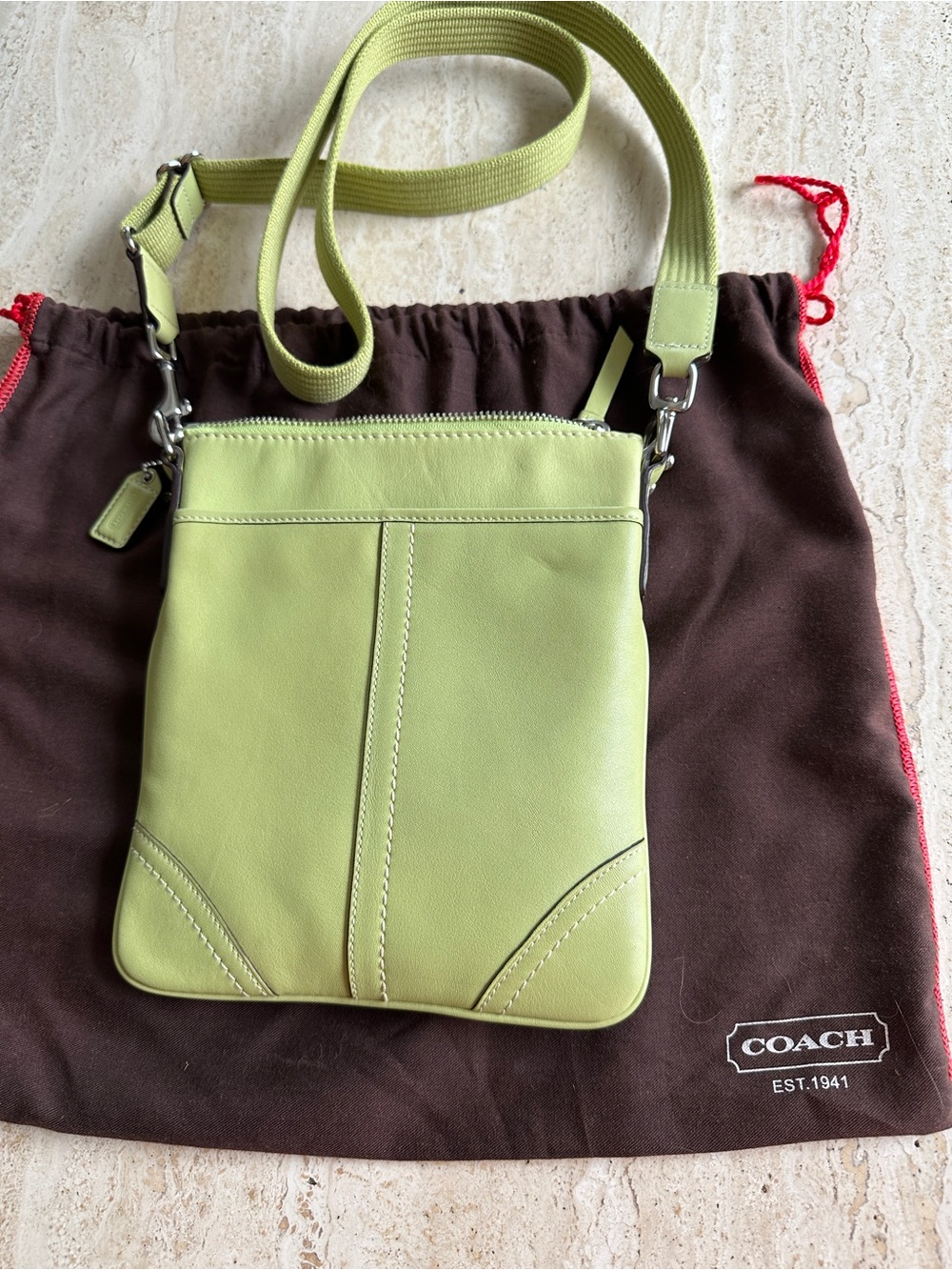 Coach Green Leather Crossbody Shoulder Bag